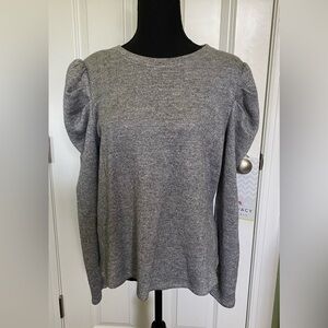 Les Serein Gray Women's Top Puffy Shoulders Long Sleeve NWT